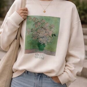 Vincent Van Gogh Cream Graphic Crewneck Sweater